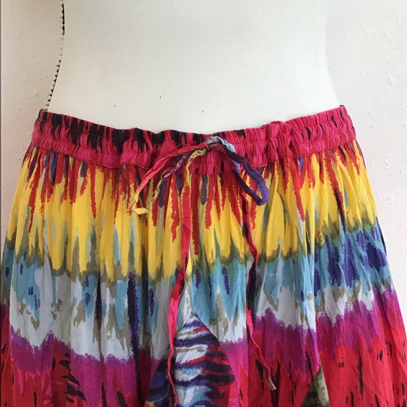 Chelsea & Theodore Women Vibrant Multi-Color Abstract Urban Artsy Maxi Skirt L - Picture 6 of 12